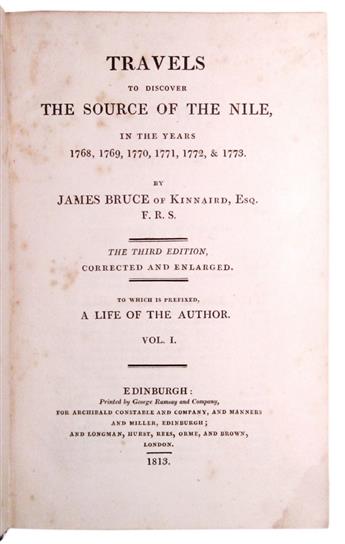 BRUCE, JAMES. Travels to Discover the Source of the Nile . . . Third Edition. 7 vols. 1813 + atlas from the 1805 second edition.